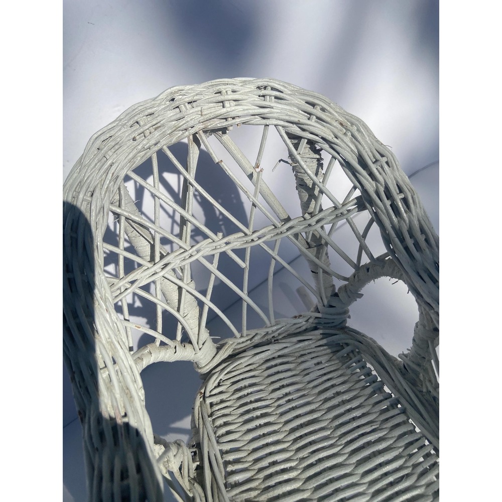White Wicker Doll Rocking Chair - Picture 5 of 7